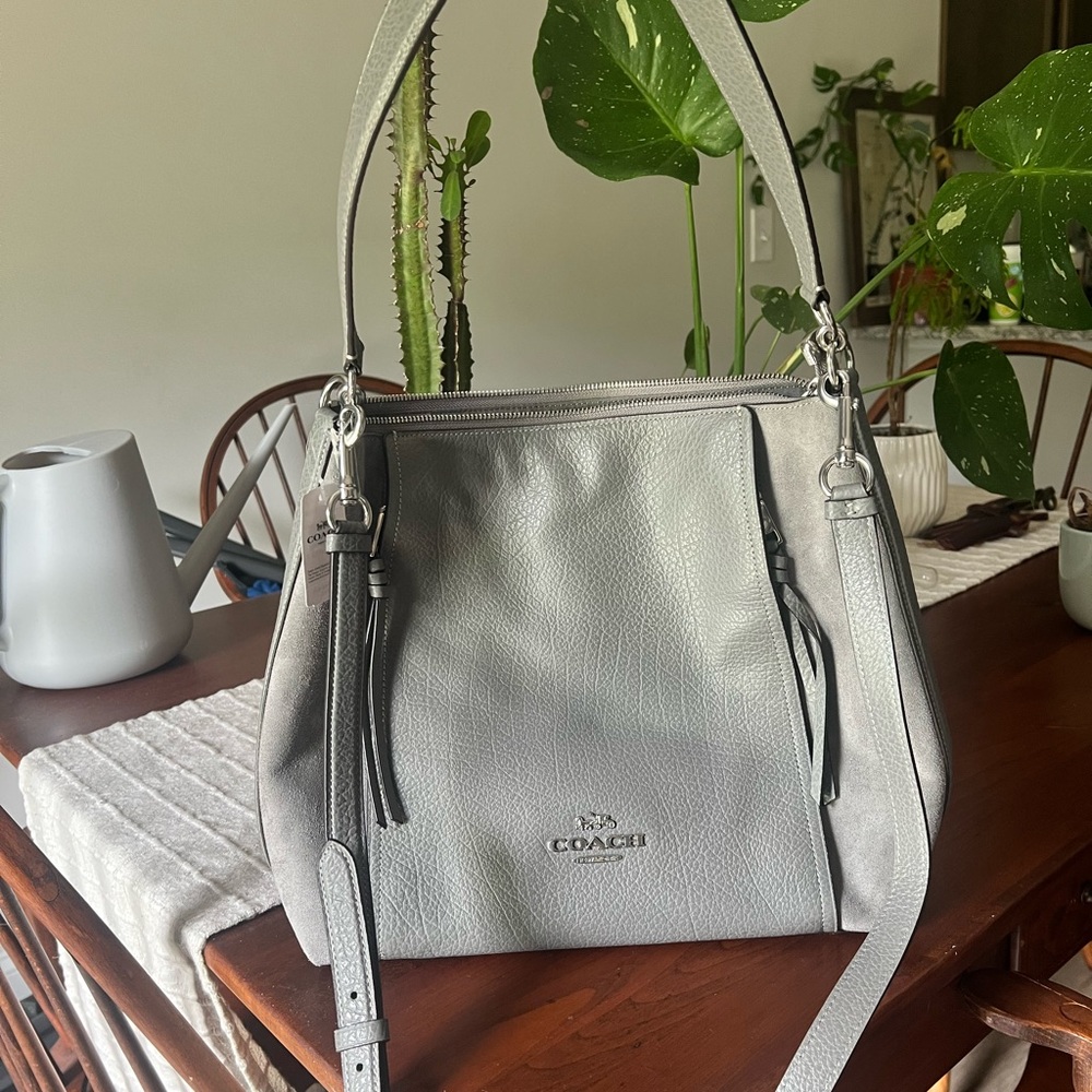 Coach Silver Leather Shoulder Bag brand new with tags